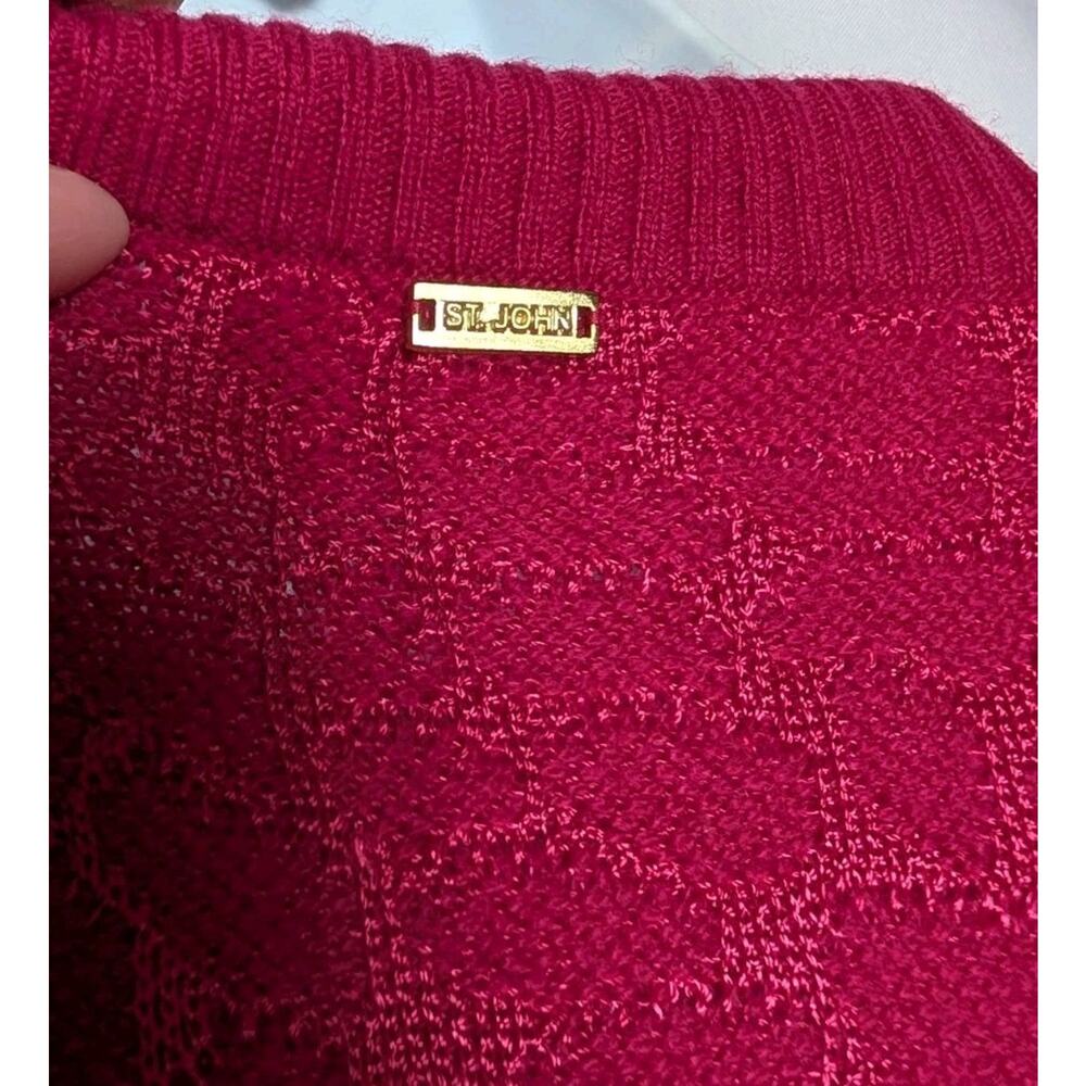 St John Sweater Womens Dark Pink Giraffe Gold Full Zip Cashmere Blend Jacket M - Picture 3 of 7